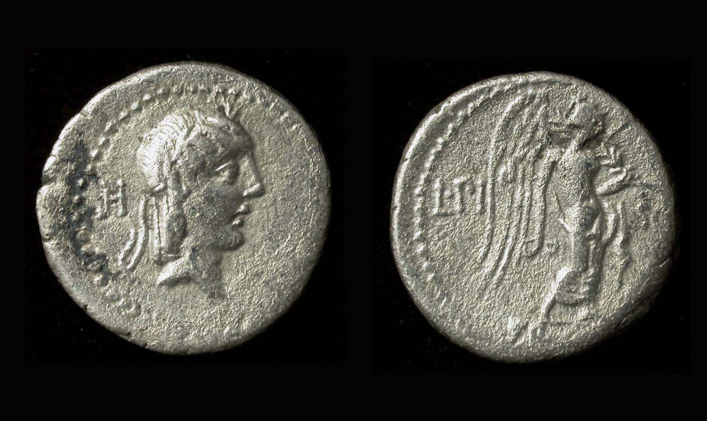 L Calpurnius Piso Frugi, Quinarius, Victory reverse, Rare!